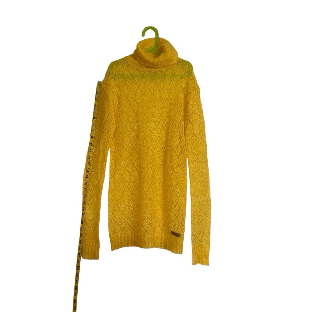ICEWEAR Turtleneck knitted Wool Mohair long sweater Sz XS Mustard - Picture 2 of 9